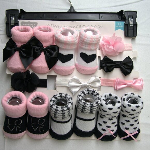 10 Piece Headband & Sock Gift Set, Brand New, Size 0-9 Months, Baby Girl - Picture 4 of 6